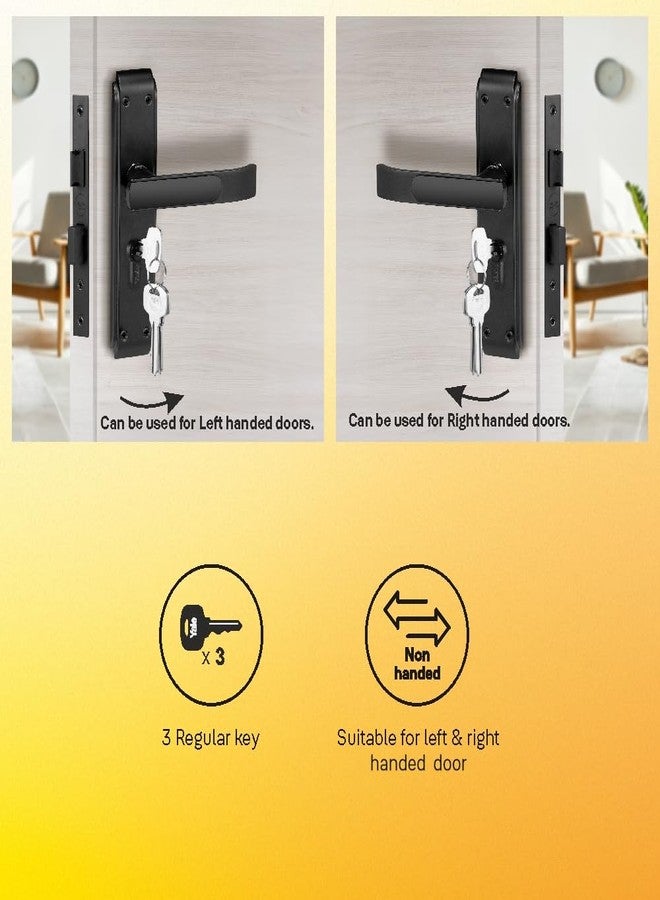 ييل قفل باب نقر من نوع Yale YECM-603-8P-TT-BM لغرفة النوم/المنزل/المكتب/الفندق مناسب للأبواب ذات الفتحة اليسرى/اليمنى | طقم مقبض مع لوحة خلفية 8 بوصة مع زر إبهام، 3 مفاتيح، أسطوانة وجسم القفل (أسود مطفي) - Image 3